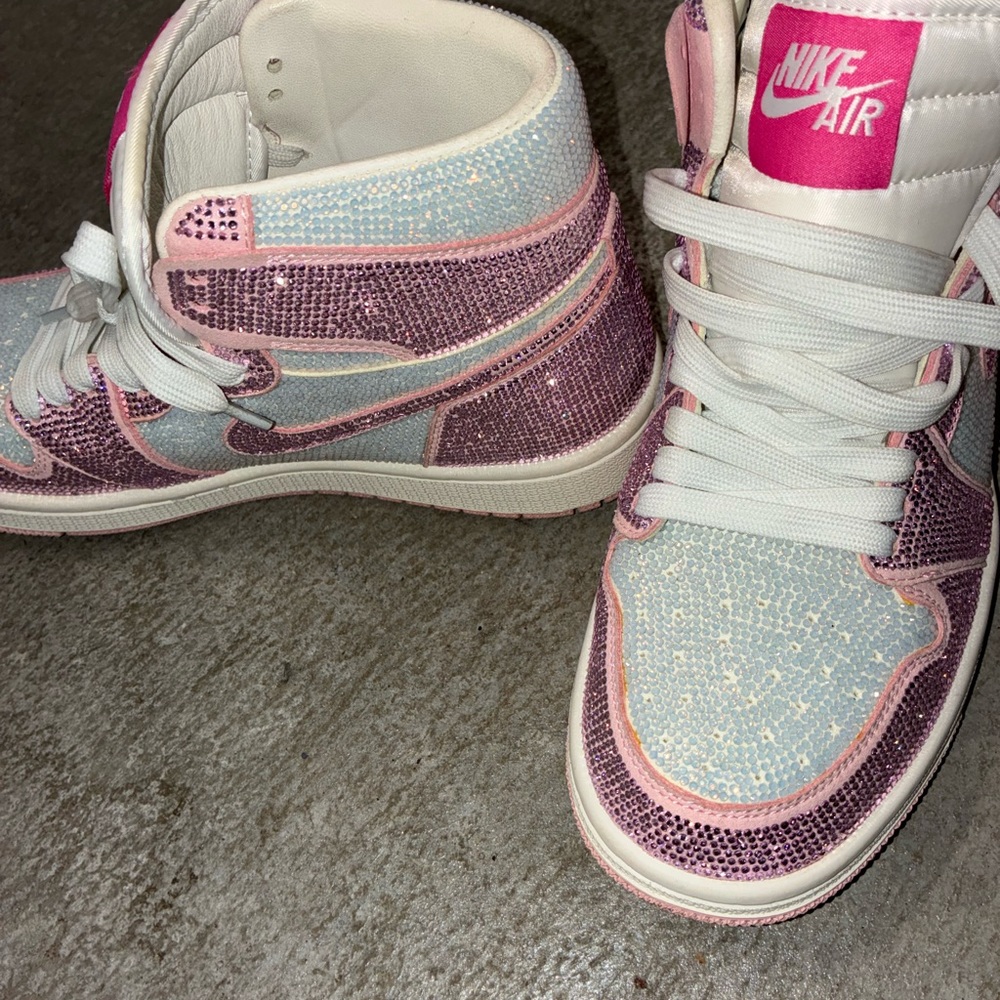 Nike Pink and White High-Top Sneakers